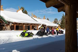 Snowmobilers at the lodge