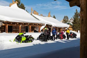 Snowmobilers at the lodge