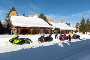 Snowmobilers at the lodge