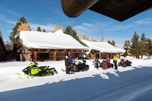 Snowmobilers at the lodge