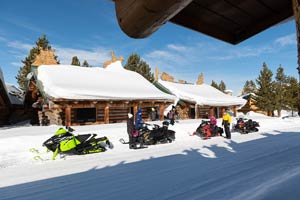 Snowmobilers at the lodge