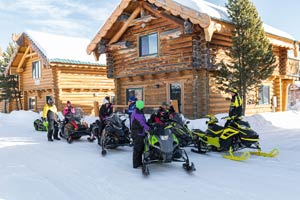 Snowmobilers at the lodge