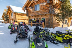 Snowmobilers at the lodge