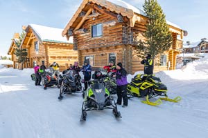 Snowmobilers at the lodge