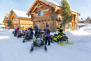 Snowmobilers at the lodge