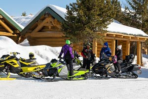 Snowmobilers at the lodge