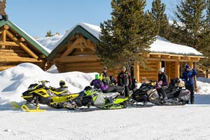 Snowmobilers at the lodge