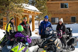 Snowmobilers at the lodge