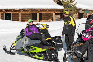 Snowmobilers at the lodge