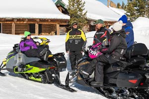 Snowmobilers at the lodge