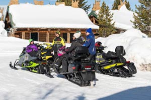 Snowmobilers at the lodge