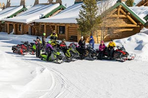 Snowmobilers at the lodge