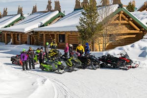 Snowmobilers at the lodge