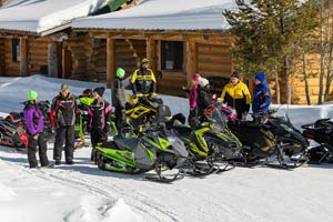 Snowmobilers at the lodge