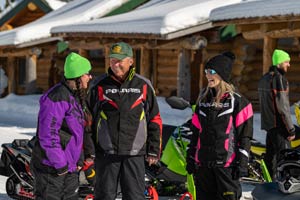 Snowmobilers at the lodge