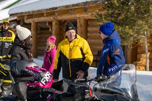 Snowmobilers at the lodge