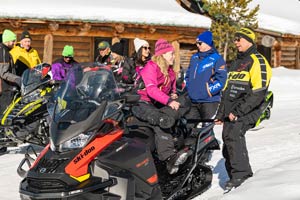 Snowmobilers at the lodge