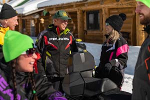 Snowmobilers at the lodge