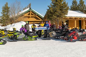 Snowmobilers at the lodge