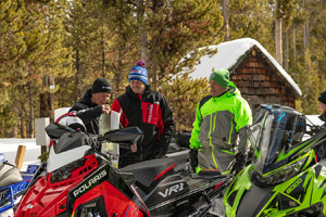 Snowmobilers at the lodge