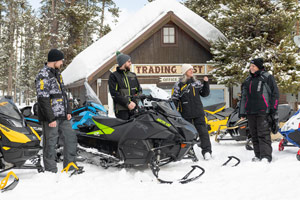 Snowmobilers at the lodge