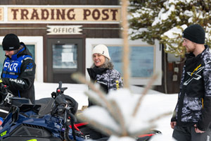 Snowmobilers at the lodge