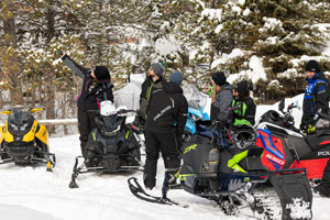 Snowmobilers at the lodge