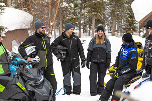 Snowmobilers at the lodge