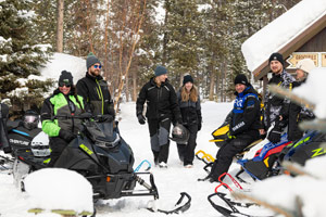 Snowmobilers at the lodge