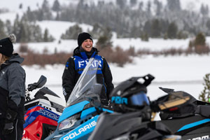 Photo of groups of snowmobilers