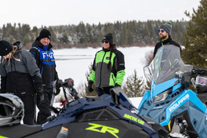 Photo of groups of snowmobilers