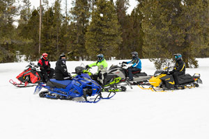 Photo of groups of snowmobilers