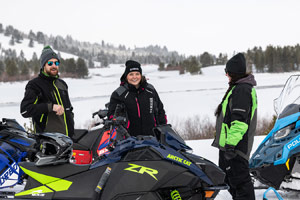 Photo of groups of snowmobilers