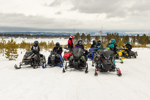 Photo of groups of snowmobilers