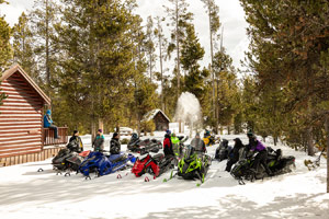 Photo of groups of snowmobilers