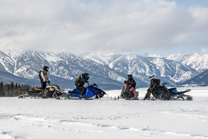 Photo of groups of snowmobilers