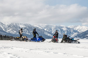 Photo of groups of snowmobilers