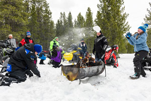 Photo of groups of snowmobilers