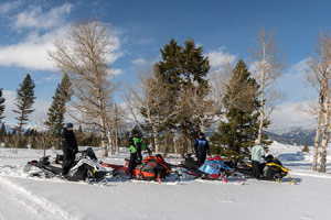 Photo of groups of snowmobilers