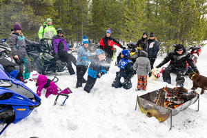 Photo of groups of snowmobilers