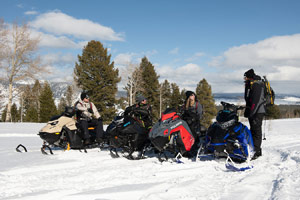 Photo of groups of snowmobilers