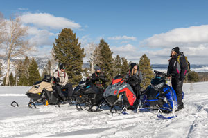 Photo of groups of snowmobilers