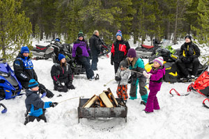 Photo of groups of snowmobilers