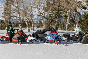 Photo of groups of snowmobilers