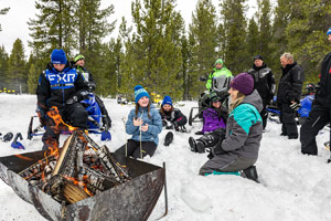 Photo of groups of snowmobilers