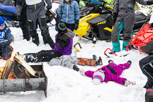 Photo of groups of snowmobilers