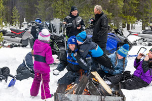 Photo of groups of snowmobilers