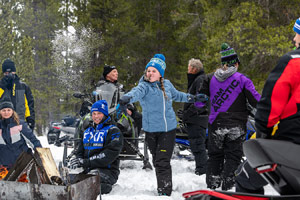 Photo of groups of snowmobilers