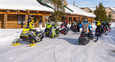 Snowmobilers at the lodge